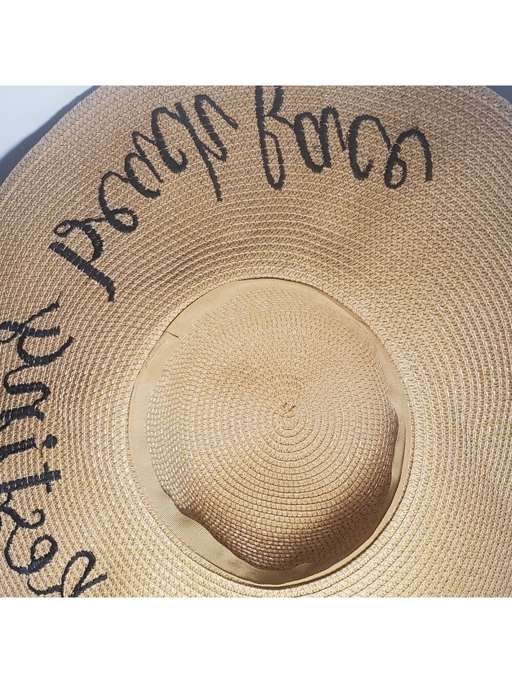 SUNS Embroidered Straw Hat for Outdoors, Summer Beach "Resting Beach Face" EUC - Picture 7 of 7